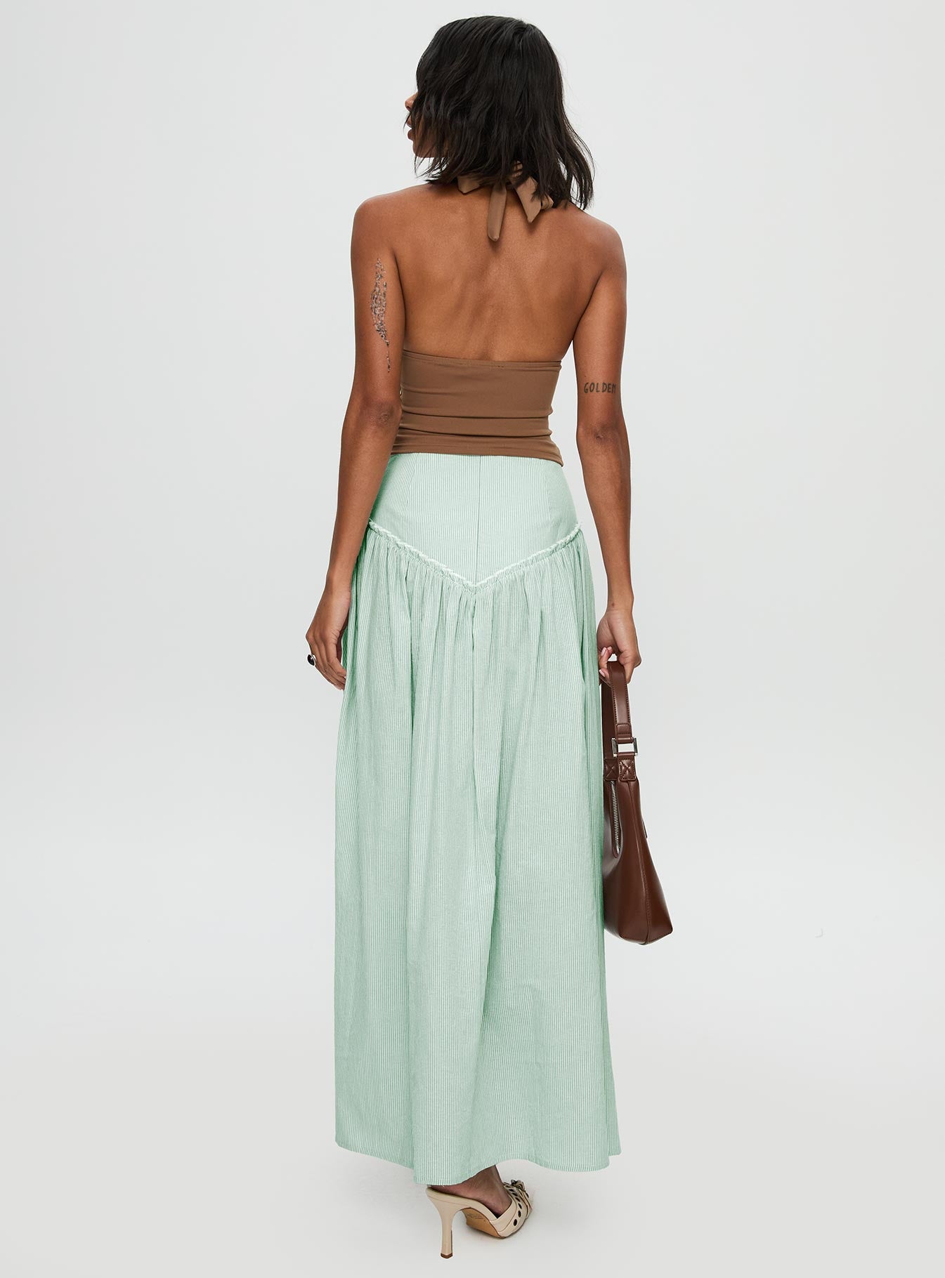 Yasemine Maxi Skirt Green / White、mySite、solidvoid