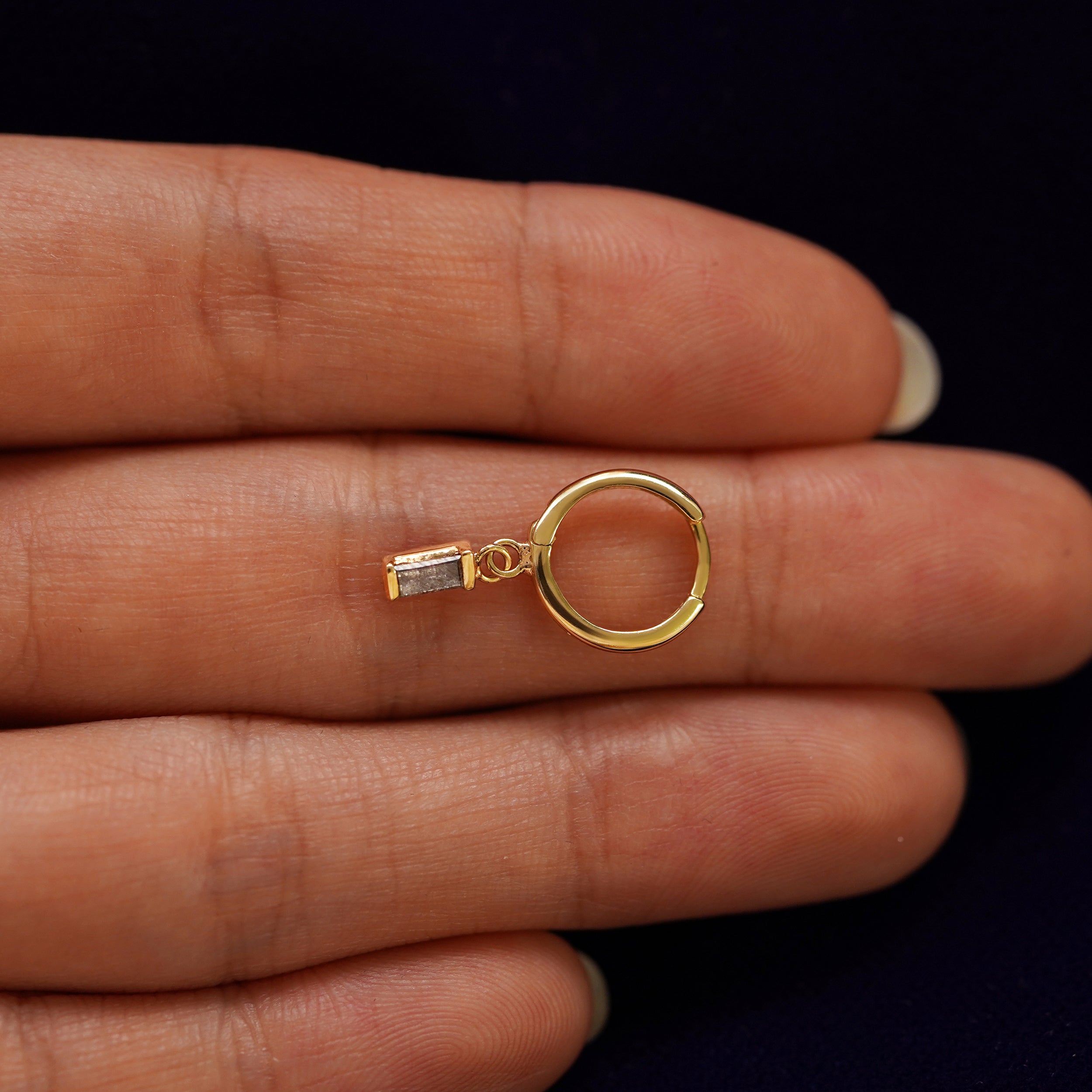 Baguette Salt and Pepper Diamond Dangle Hoop、mySite、hinf8tx79