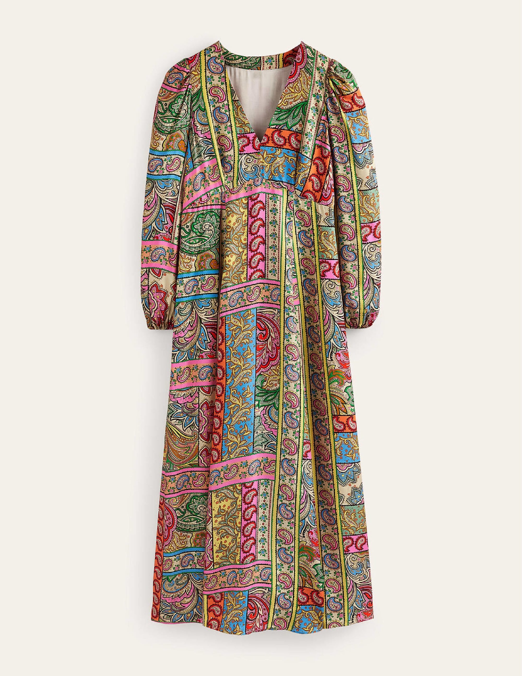  Blouson Sleeve Maxi Tea Dress-Multi, Patchwork、mySite、ashleygrahame