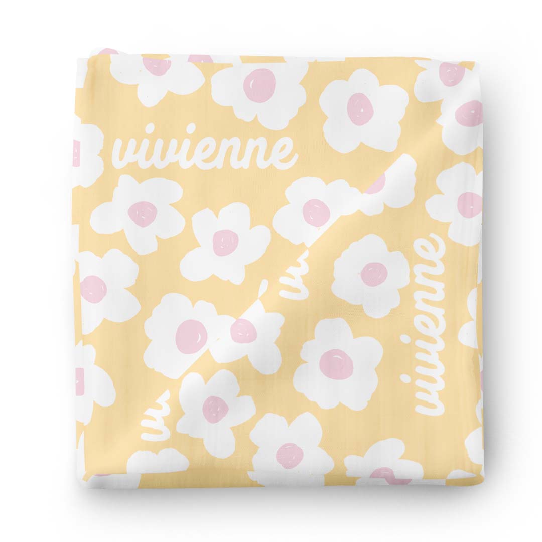  Sunshine Daisy Personalized Baby Name Swaddle Blanket、mySite、layawaytickets