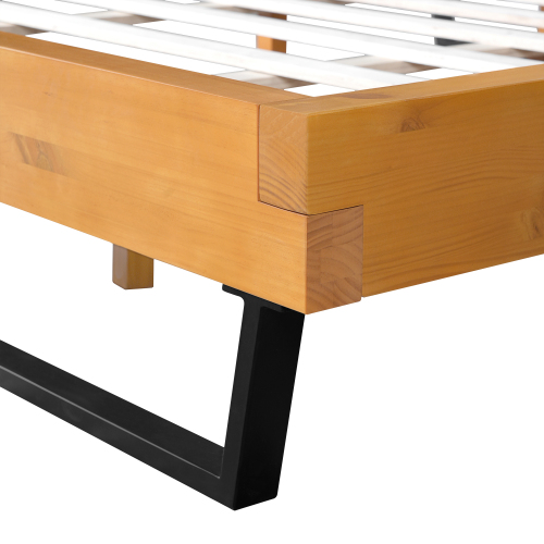 PINE WOOD BED FRAME KING SIZE,NATURAL & BLACK COLOR、、eastwooduniform