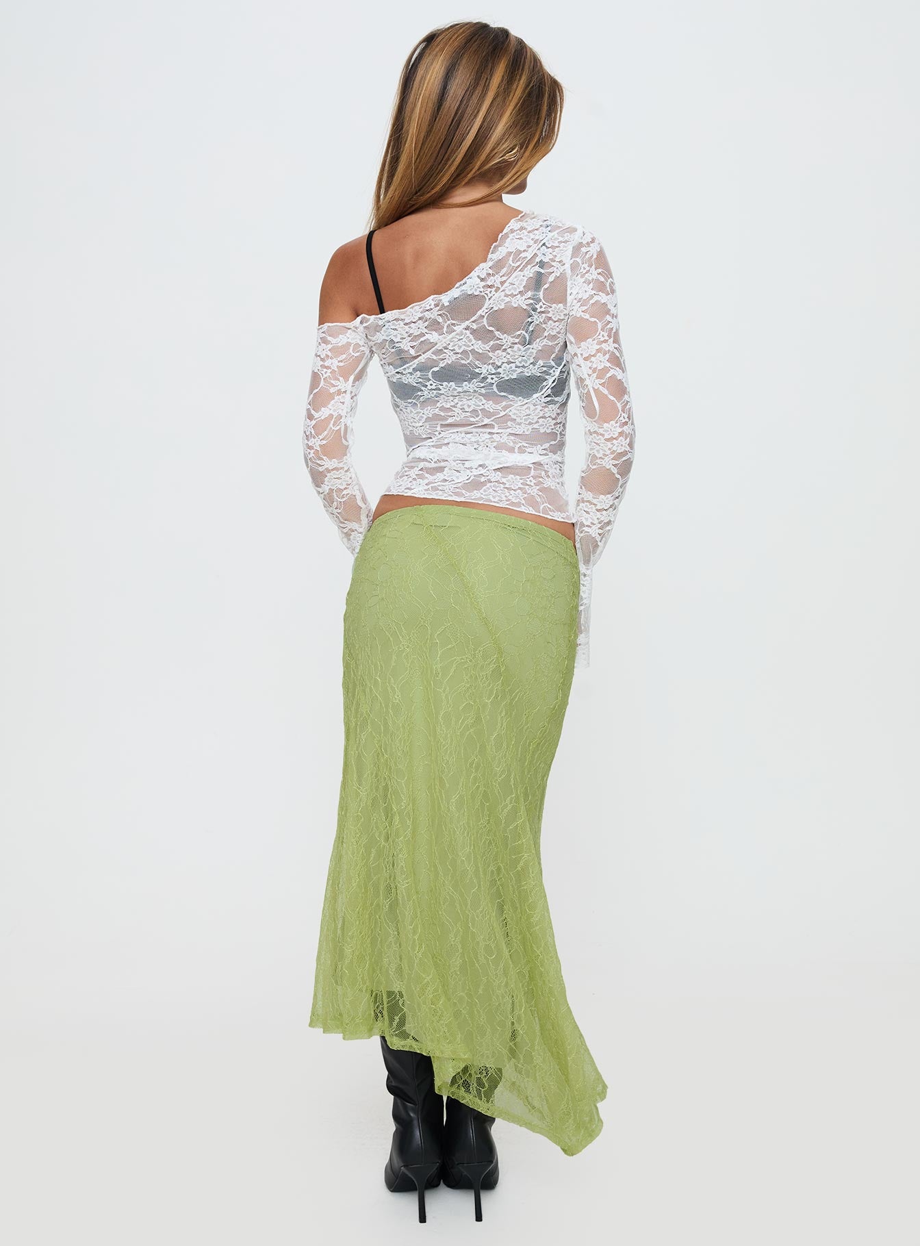 Dreamcatcher Lace Maxi Skirt Green、mySite、solidvoid