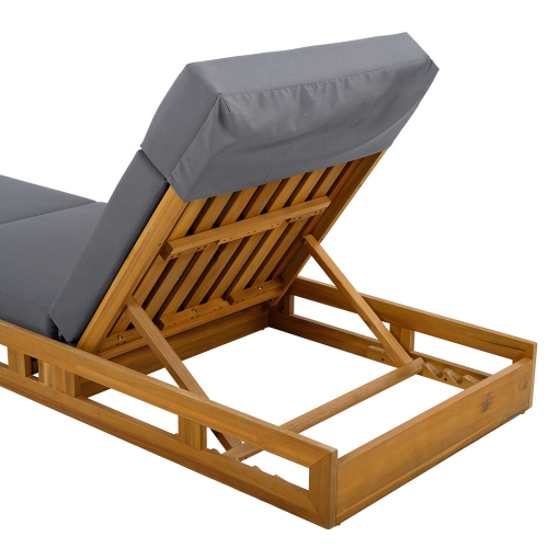 LOUNGE CHAISE SET, ACACIA WOOD WITH WATER-RESISTANT LOUNGE CUSHIONS (CREAM & 4 INCH THICK) - MATCHING DARK GREY VERSION AVAILABLE、、eastwooduniform