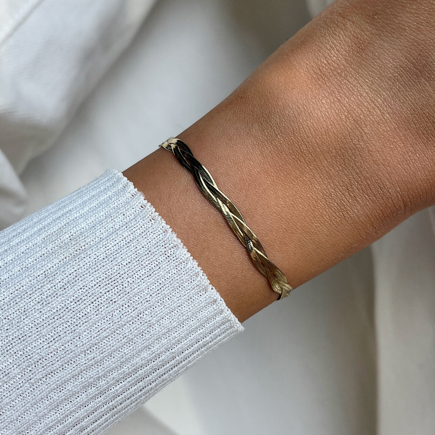  Élevé Braided Snake Bracelet, Gold Colour