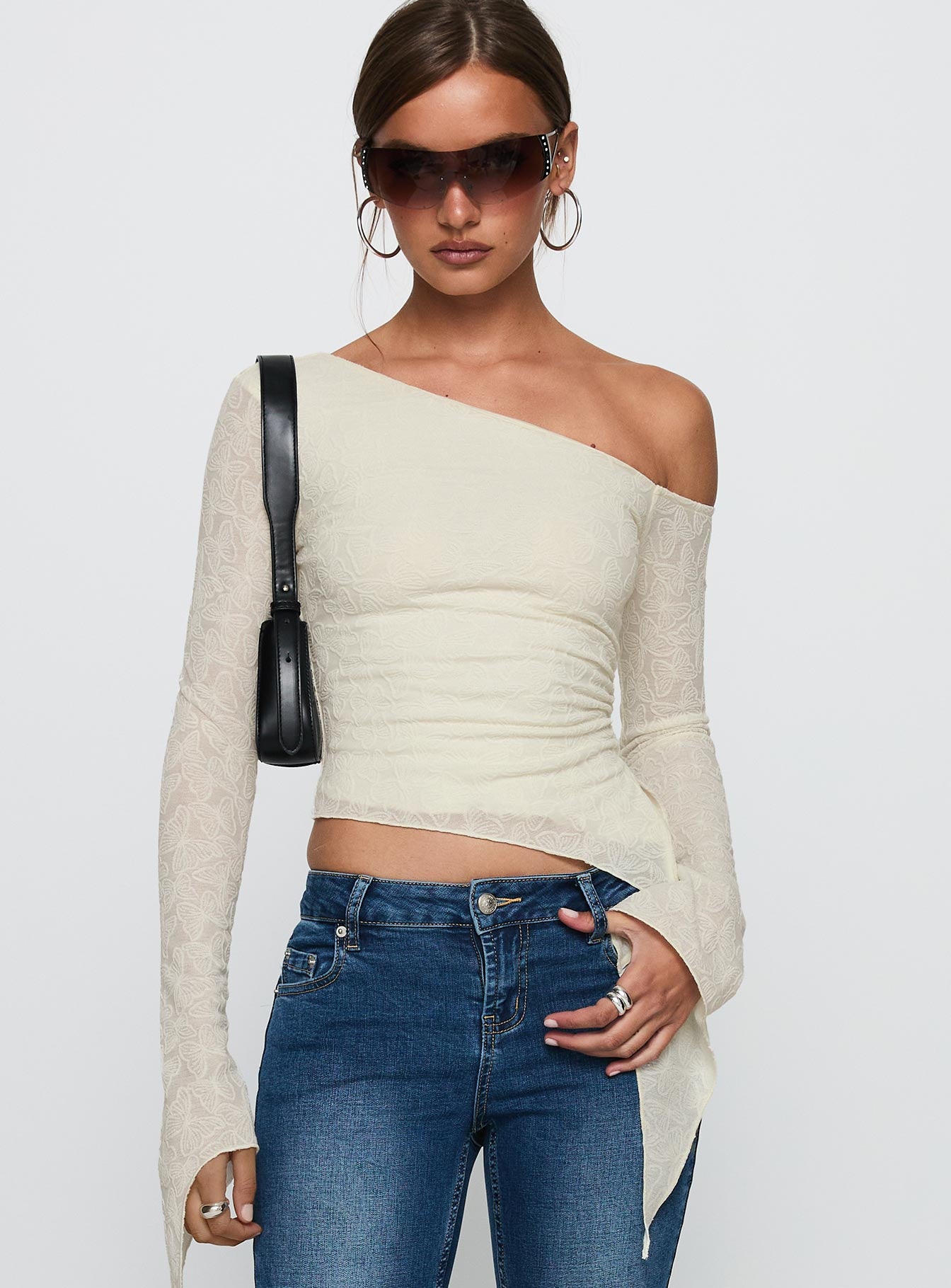 Face Card Long Sleeve Top Cream、mySite、solidvoid