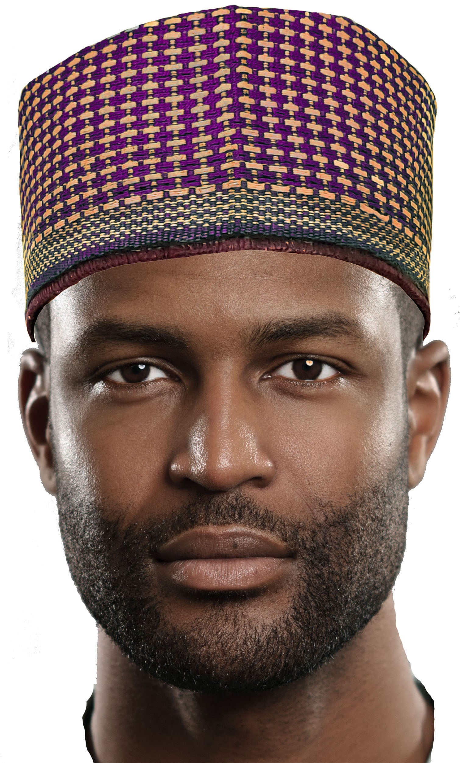 Dahfi Purple and Gold Hausa Mallam Cap Fulani Hula Hand-Crafted African Traditional Kufi hat-DPHMHPG09、mySite、solidvoid