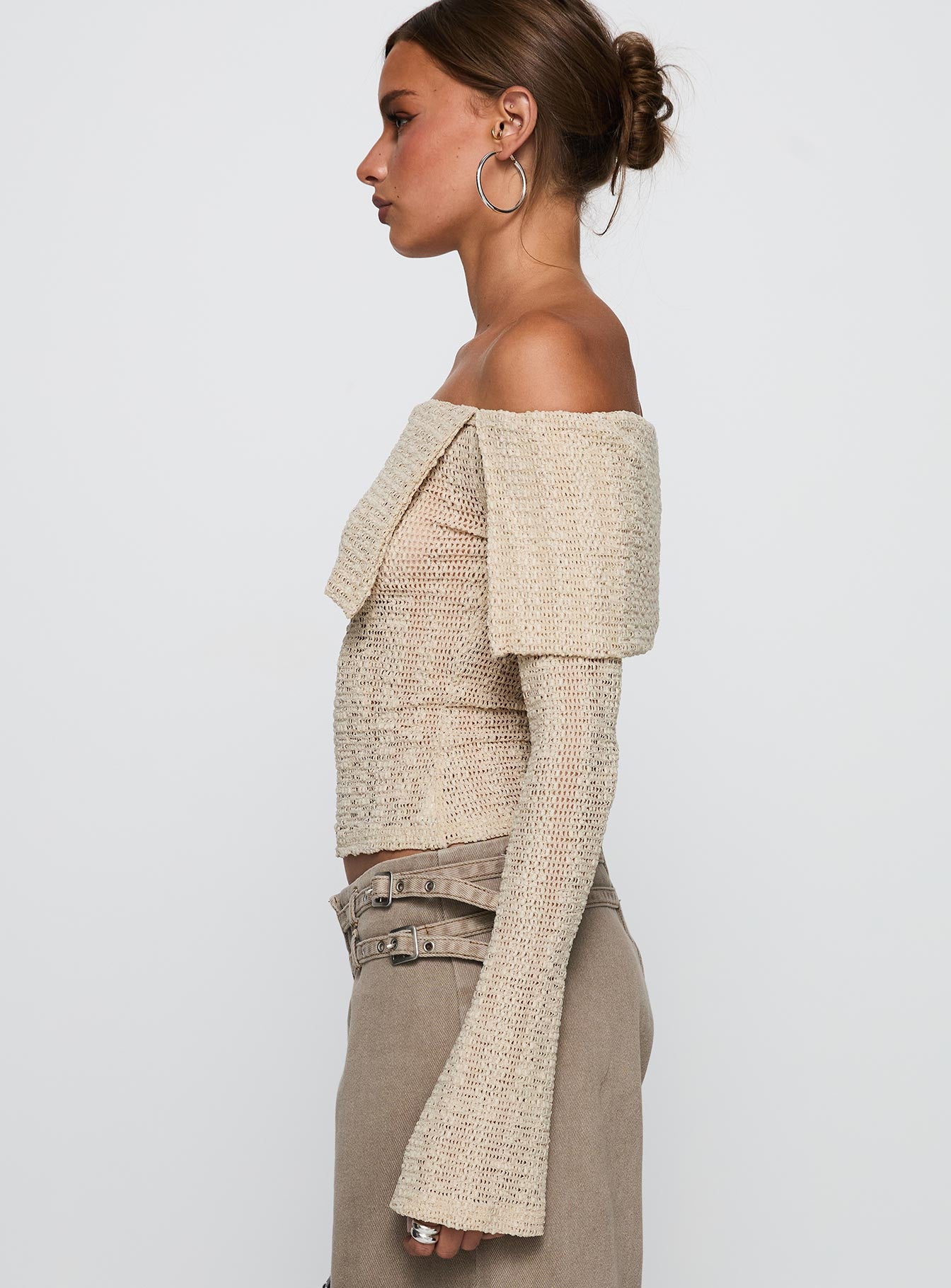 Cardamom Long Sleeve Top Beige、mySite、solidvoid