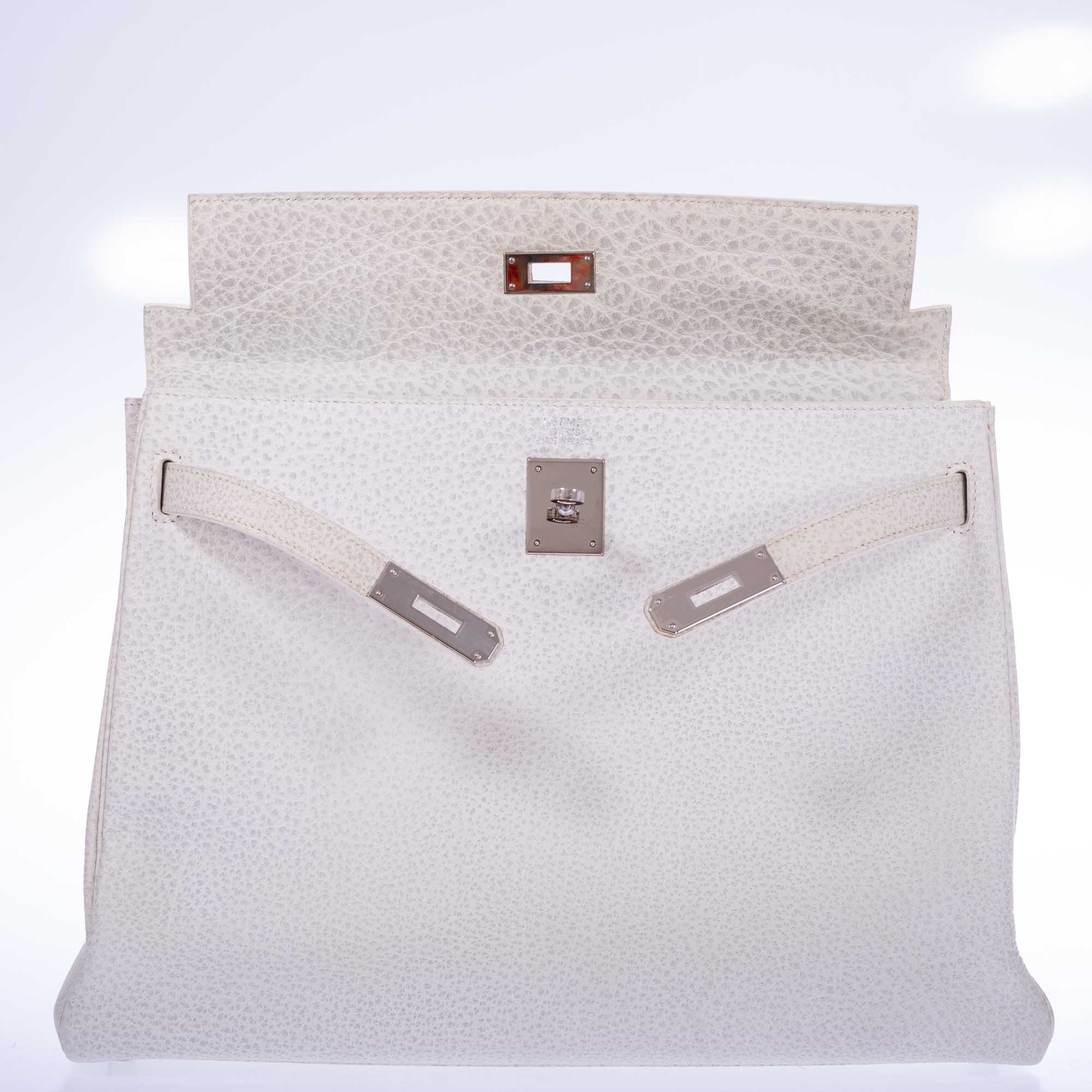 Hermès Kelly 35 Retourne White Dalmatian Buffalo Skipper Palladium Hardware、mySite、garminoutage.com