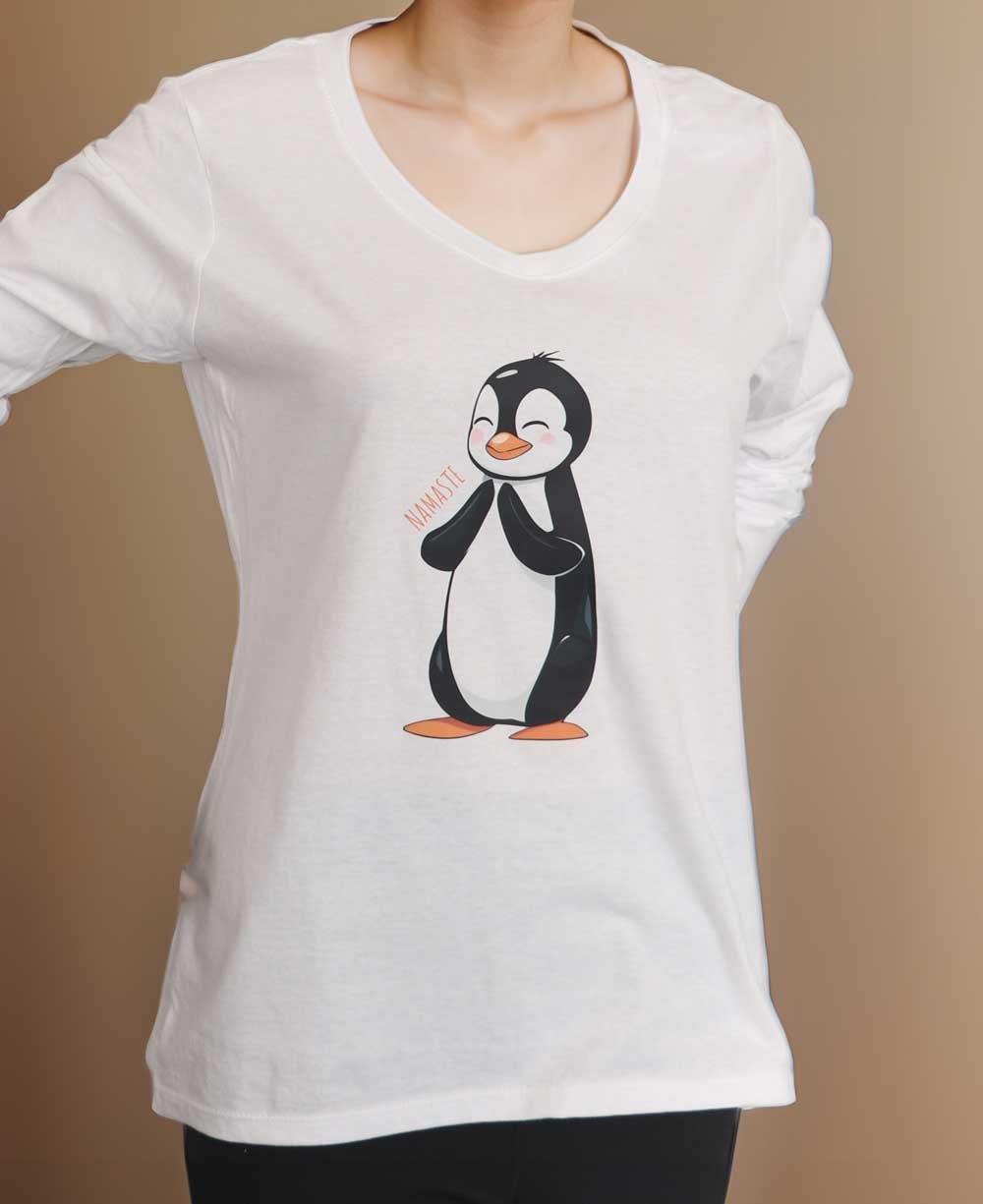 Namaste Penguin T-Shirt in White、mySite、topwebapps