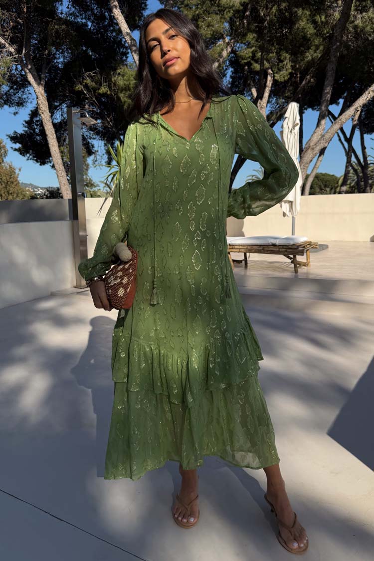 Green Jacquard Harmony Dress、mySite、solidvoid