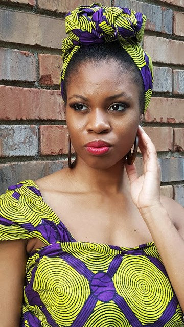 Purple and Yellow African Print Head Wrap、mySite、solidvoid