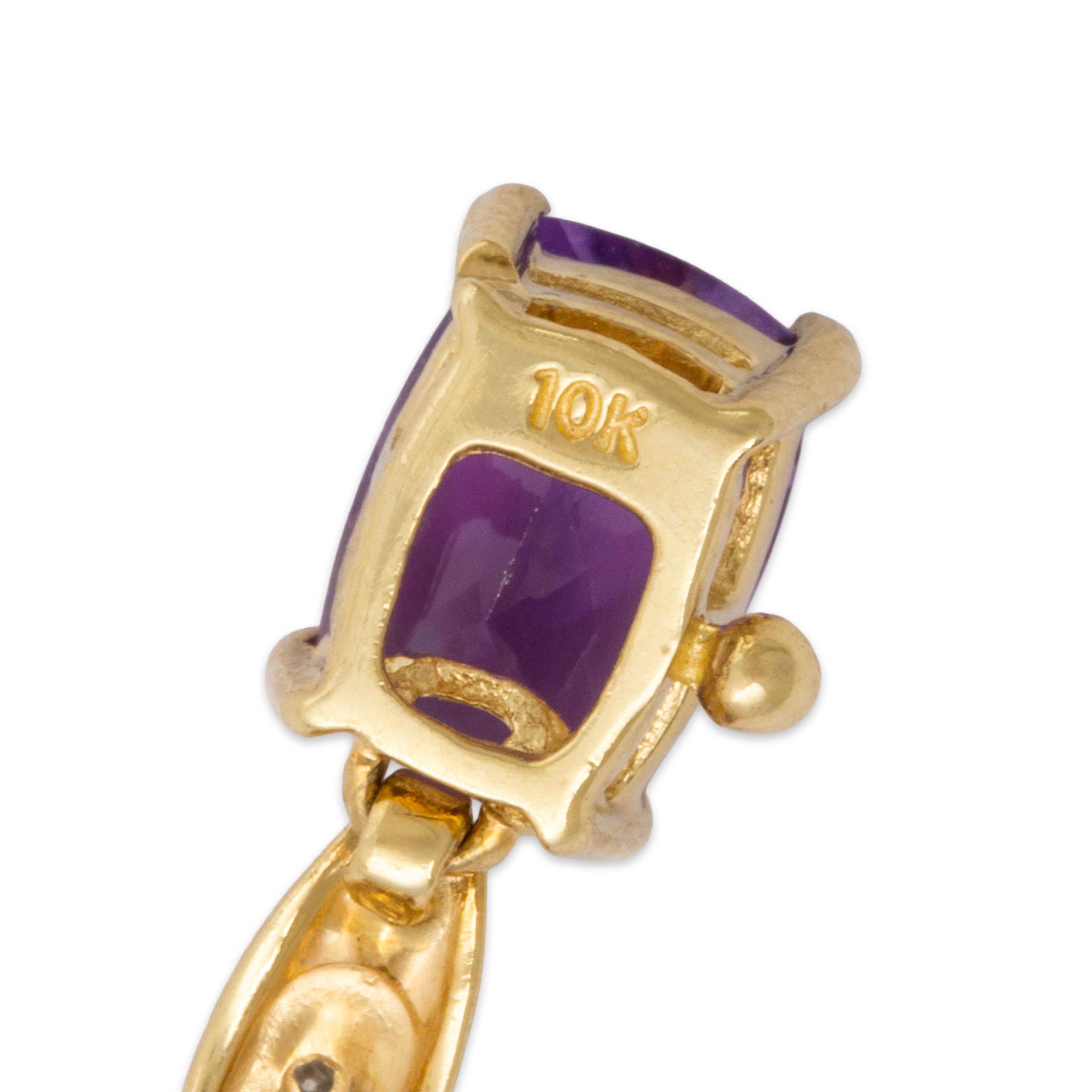 Vintage 10k Yellow Gold 8.5cttw Amethyst Diamond Checkerboard Bracelet 6.75、mySite、hinf8tx79