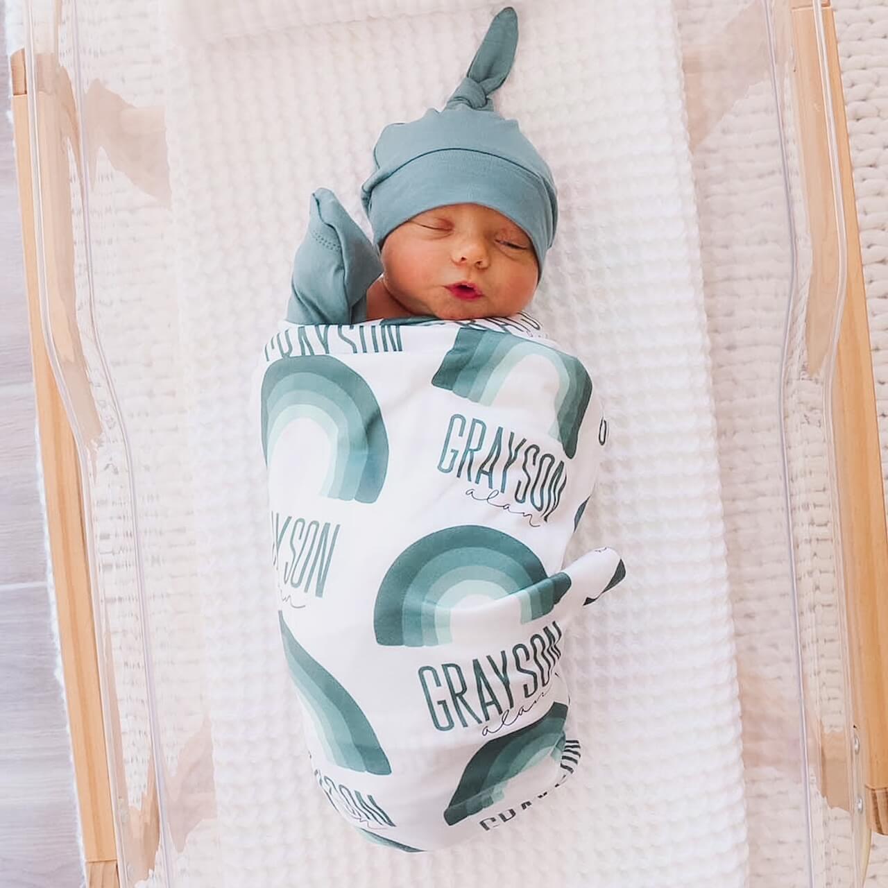 Ombre Rainbow Personalized Swaddle Blanket | Soft Aquas、mySite、layawaytickets