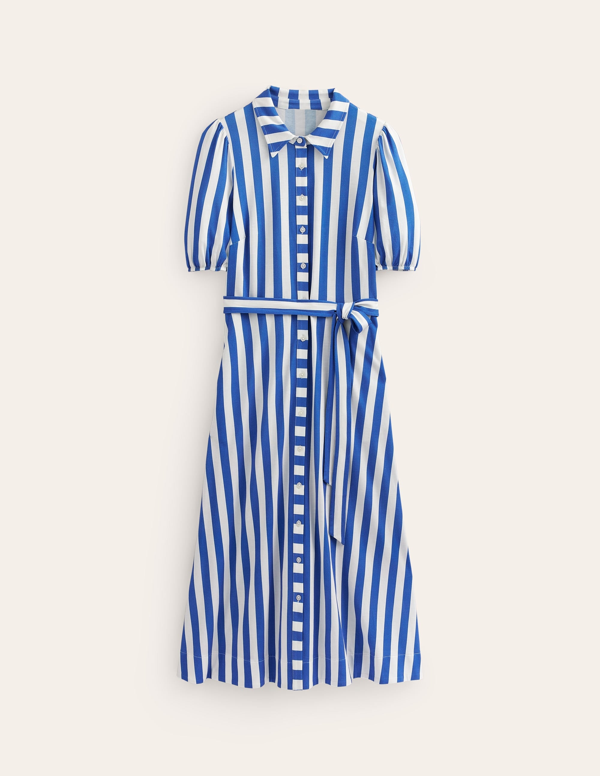  Libby Jersey Midi Shirt Dress-Blue, Ivory Stripe、mySite、ashleygrahame
