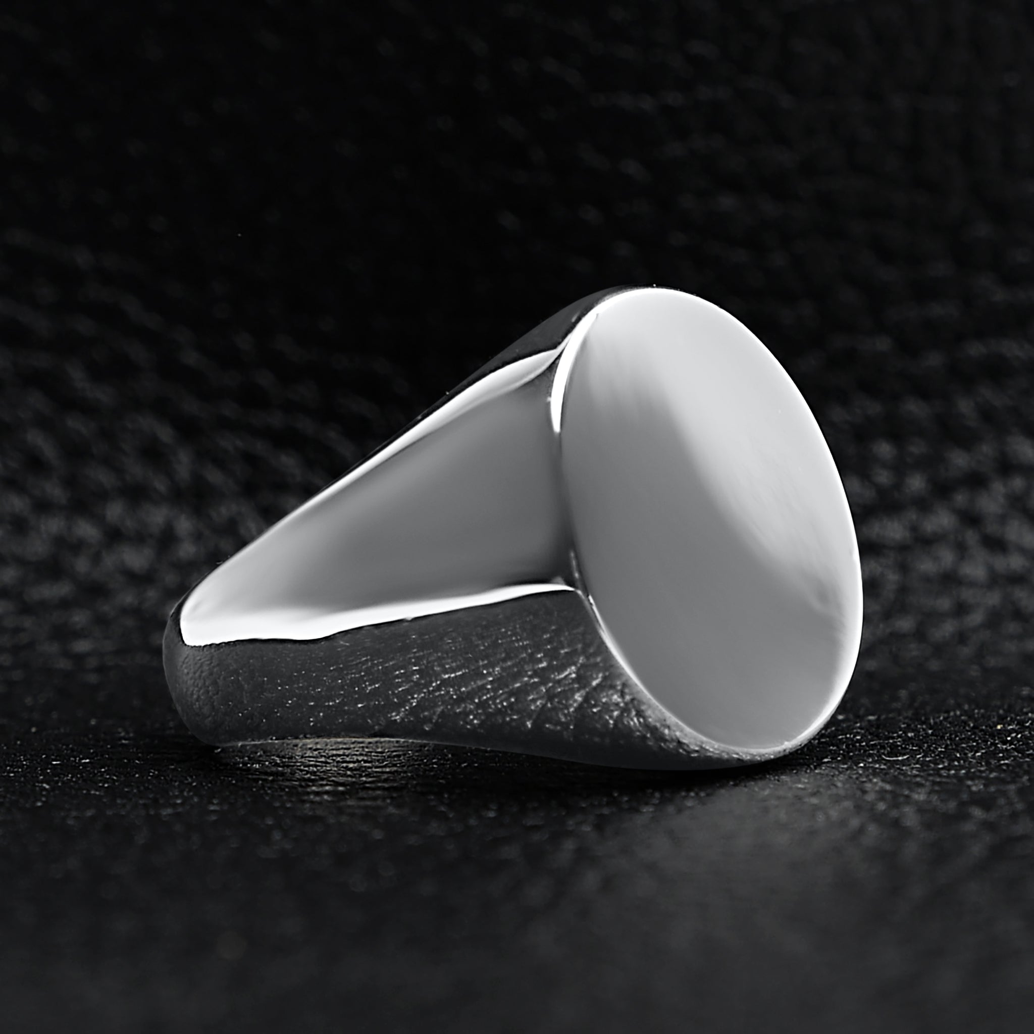 Stainless Steel Polished Round Blank Signet Ring / SCR3087、mySite、dreamappss
