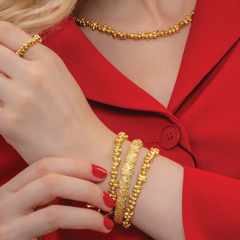 Textured Hand Cuff | 14K Gold Plated、mySite、camillekostekn