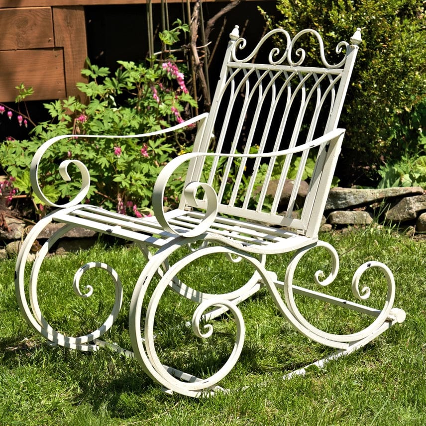 Iron Outdoor Rocking Chair Double or Single White or Bronze Beautiful!、mySite、g9winljtr