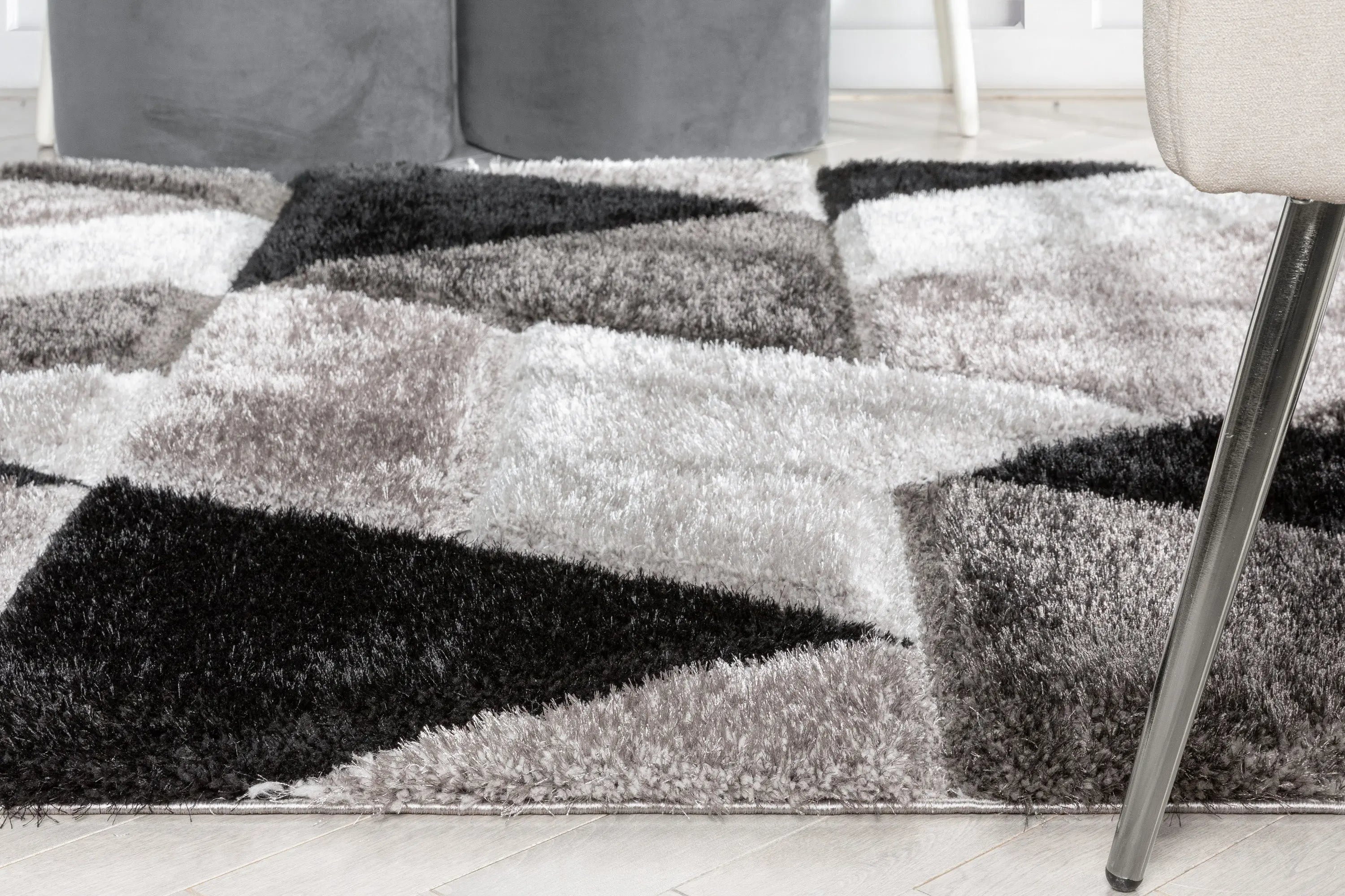 Holland Modern Geometric Black 3D Textured Thick & Soft Shag Rug、mySite、gigharbornorthrealestate