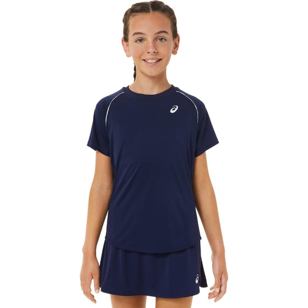 Asics Girls' Tennis Short Sleeved Top (Peacoat)、mySite、neckold