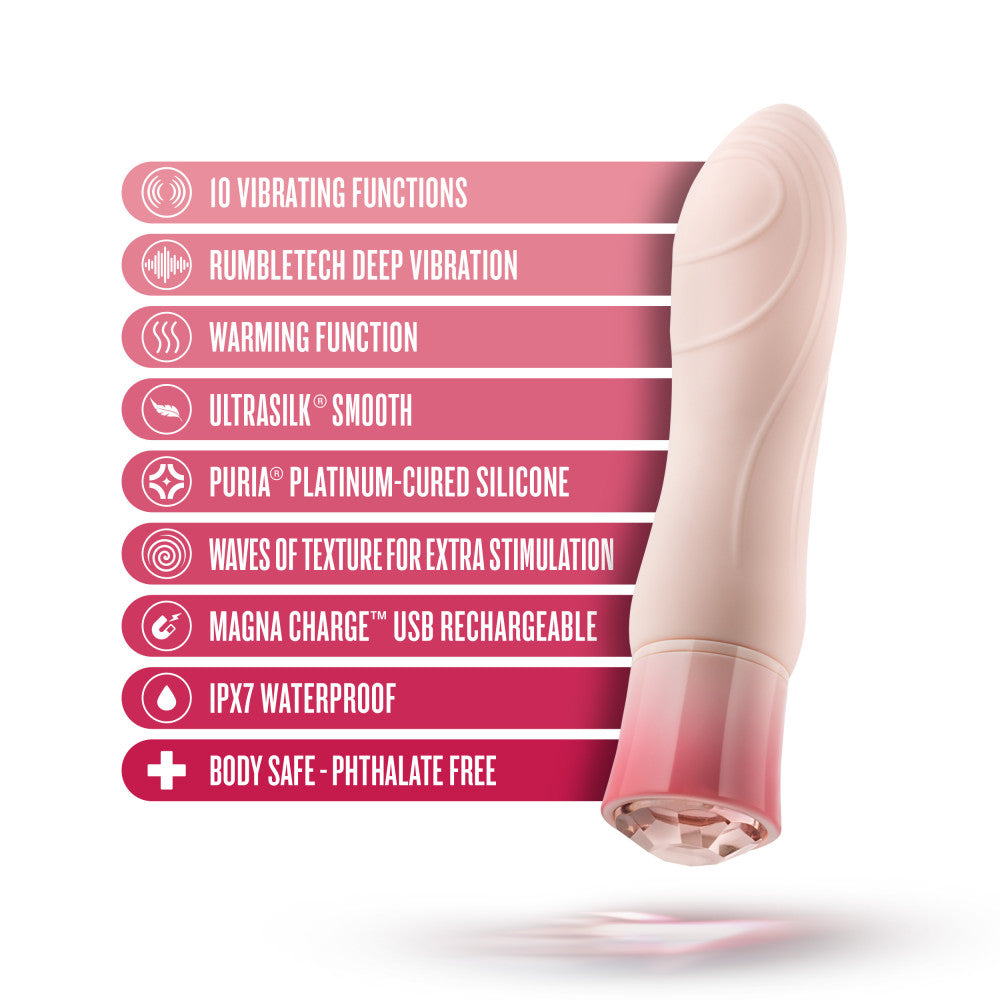 Oh My Gem By Blush® | Elegant: 5.5 Inch Warming G Spot Stimulation Vibrator in Morganite with Powerful RumboTech™ Technology、mySite、bottomscart