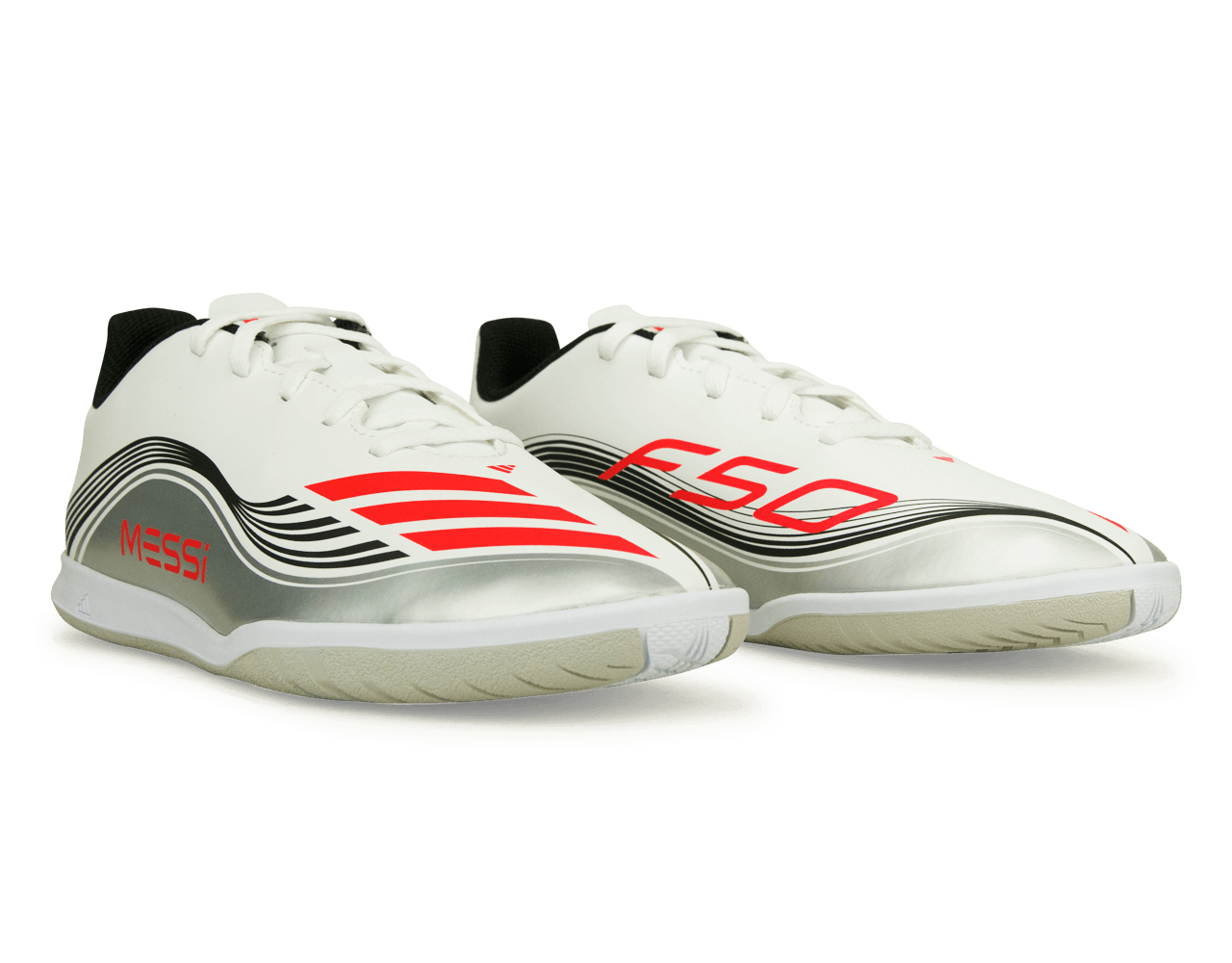 adidas Kids F50 Club Messi IN White/Red/Silver、mySite、bottomscart