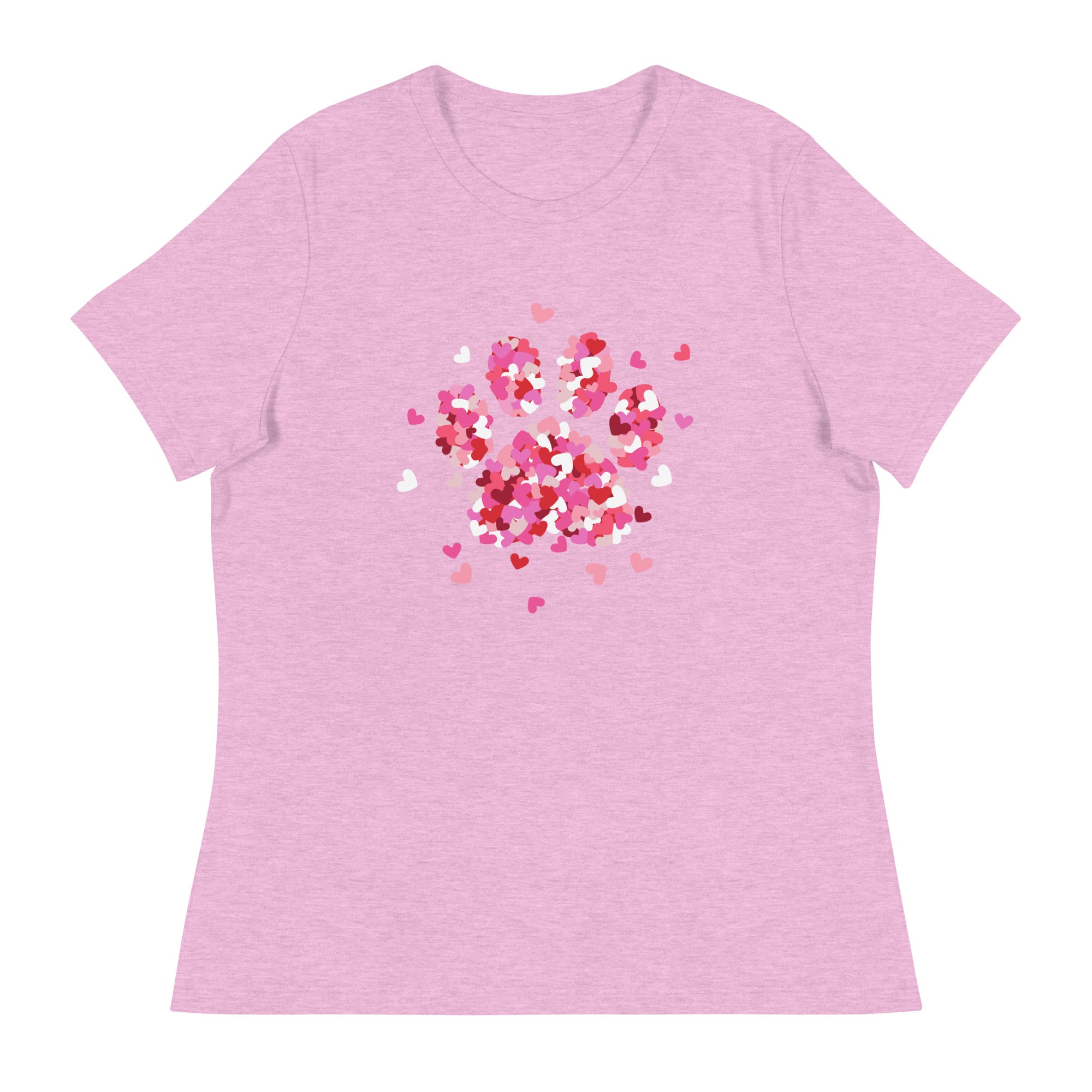 Pink Paw Print of Hearts Women's Relaxed T-Shirt、mySite、camillekostekn