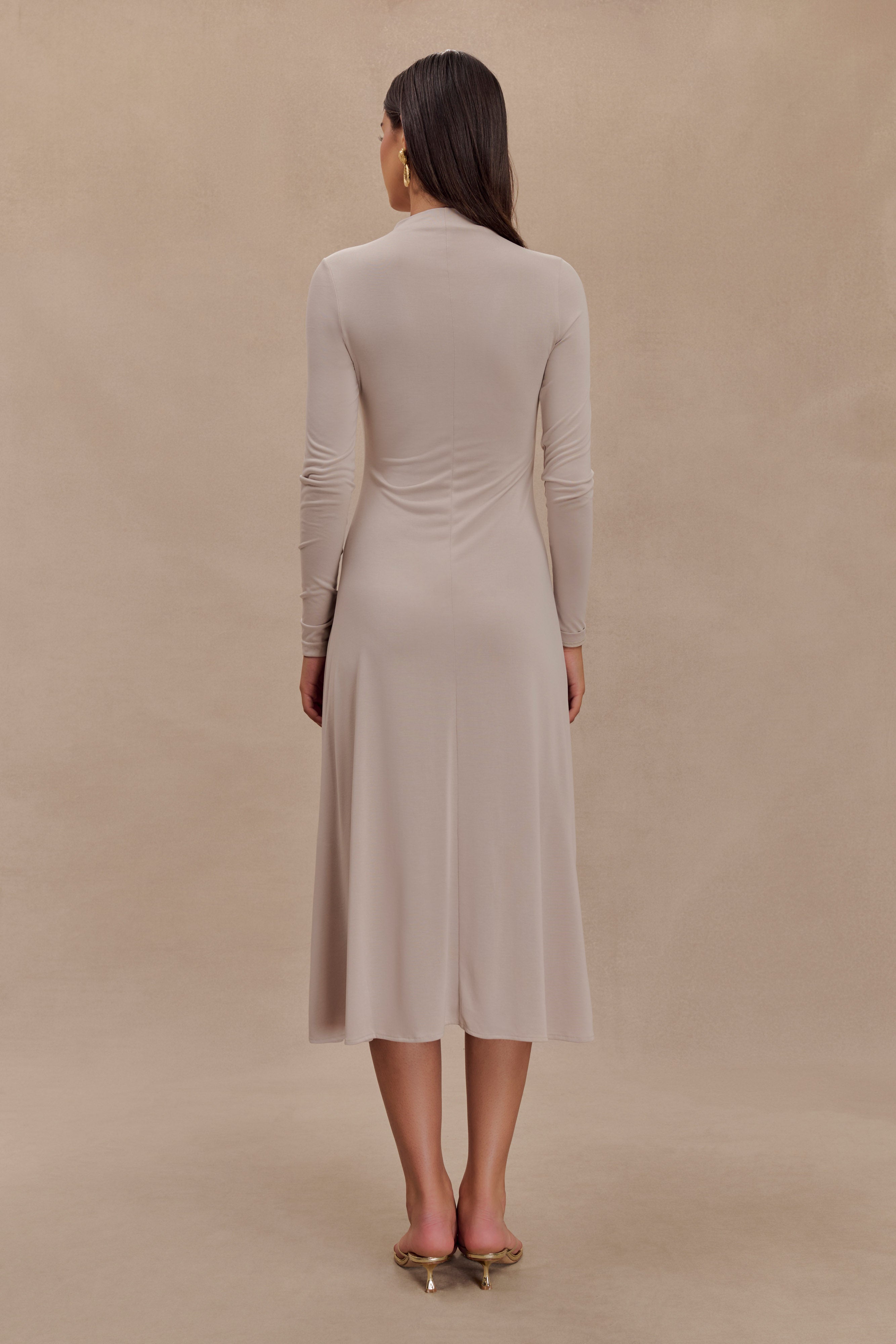 Anders Peached Jersey Midi Dress - Taupe、mySite、solidvoid