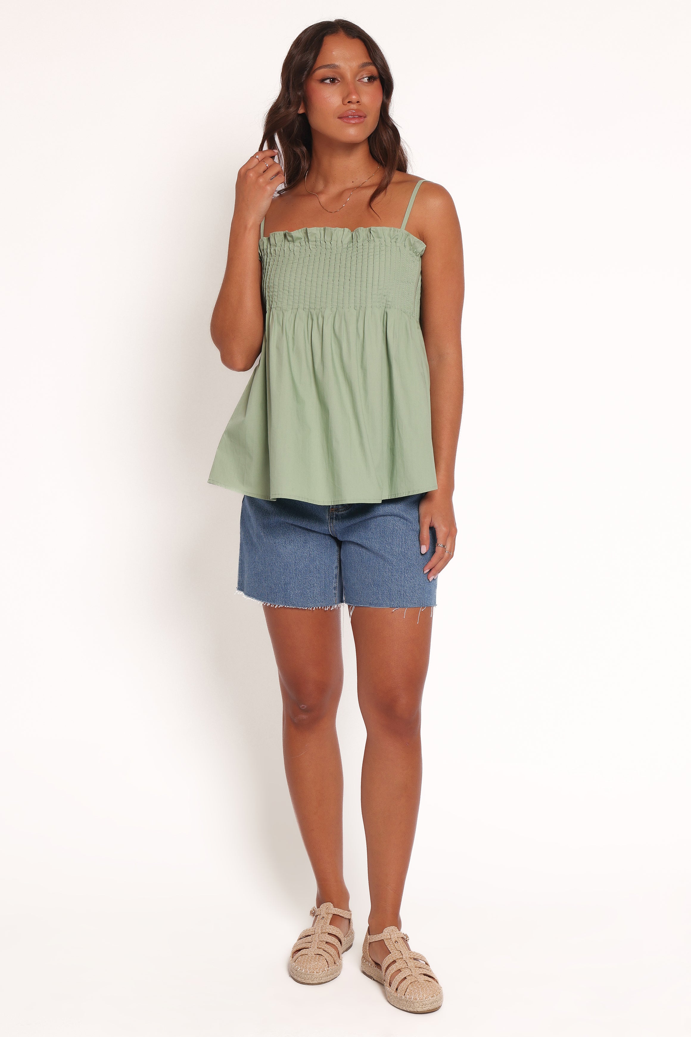  Carson Pleated Top - Sage Green、mySite、sugarbowlscore