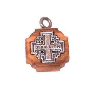  Olive wood Jerusalem Cross with Embedded pewter Jerusalem Cross (1.6cm - 0.65) - 5mm thick、mySite、elrpsem3k