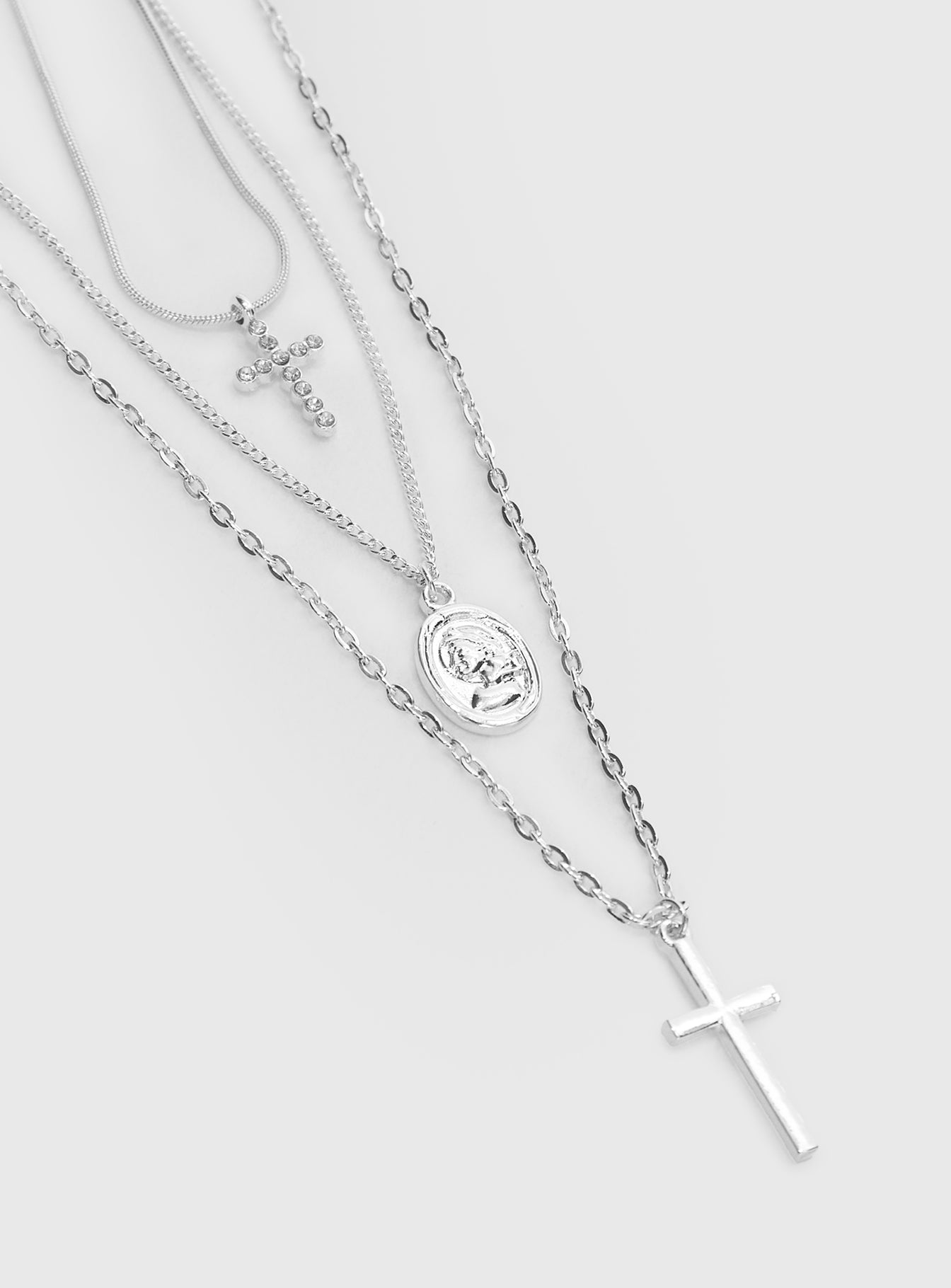 Broken Clocks Layered Necklace Silver、mySite、solidvoid