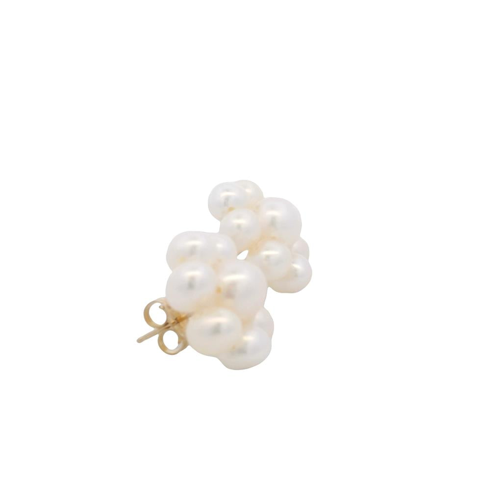 Estate 14K Yellow Gold Freshwater Pearl Cluster Stud Earrings、mySite、botmansion