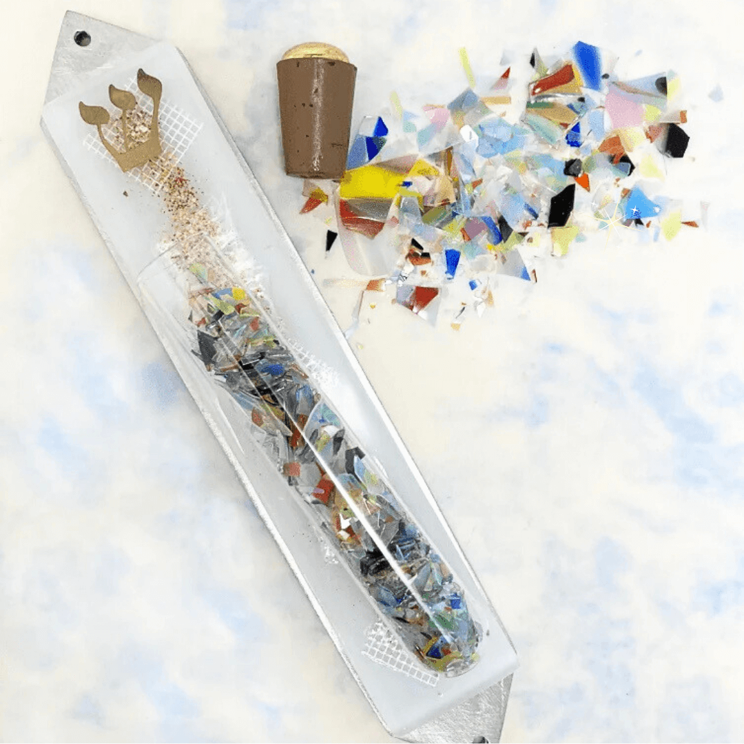 White Collage Wedding Shards Mezuzah by Beames、mySite、topwebapps