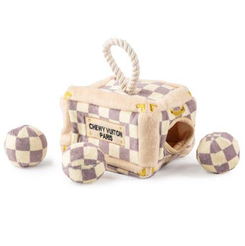 Checker Chewy Vuiton Parody Trunk - Activity House Dog Toy、mySite、g9winljtr