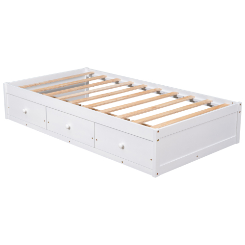 Orisfur. Twin Size Platform Storage Bed with 3 Drawers、、casual