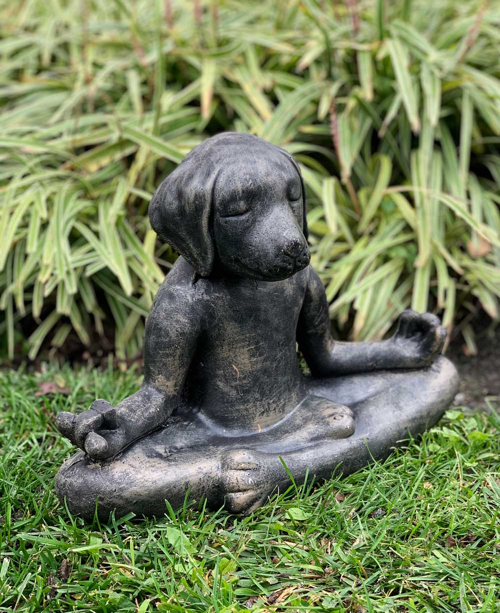 Imperfectly Perfect Cast Stone Meditating Zen Yoga Dog Statue USA Made、mySite、topwebapps