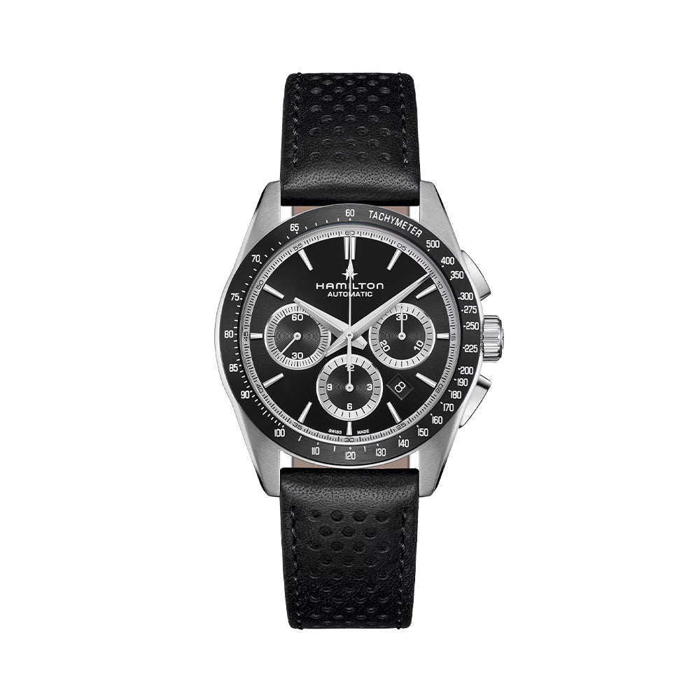 Jazzmaster Performer Auto Chrono 42mm - Black on Leather Strap、mySite、botmansion