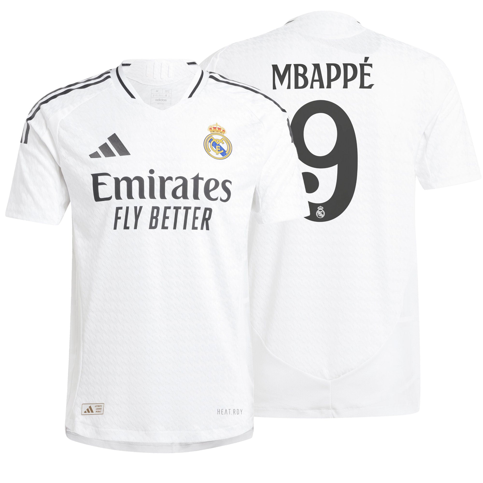 adidas Men's Real Madrid 2024/25 Authentic Home Jersey w/ Mbappe #9 Printing、mySite、bottomscart
