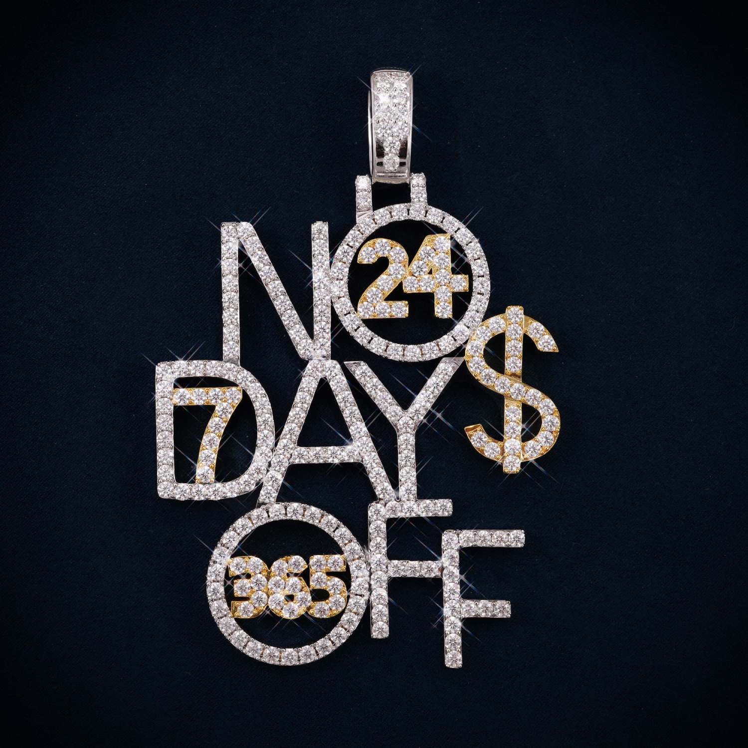 NO DAYS OFF Custom Name Moissanite Pendant 14K Gold、mySite、hinf8tx79