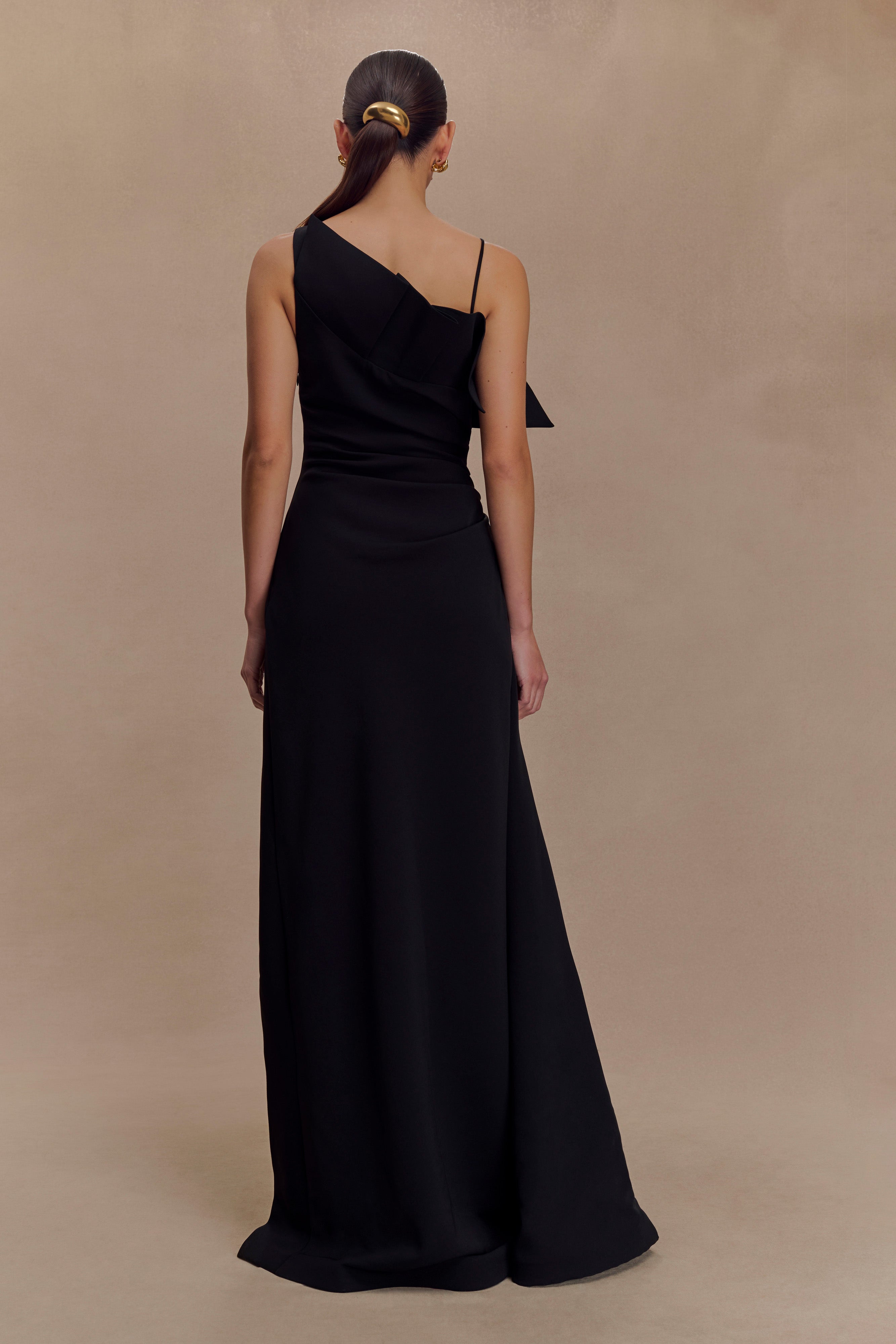 Adalyn One Shoulder Crepe Maxi Dress - Black、mySite、solidvoid