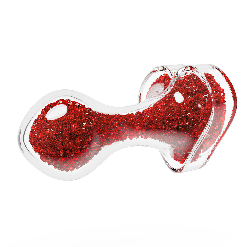 Oh My Gem | Lustre Glass Anal Plug With Ruby Heart-Shaped Base - Body-Safe Borosilicate Glass With Tapered Tip - In Red、mySite、bottomscart