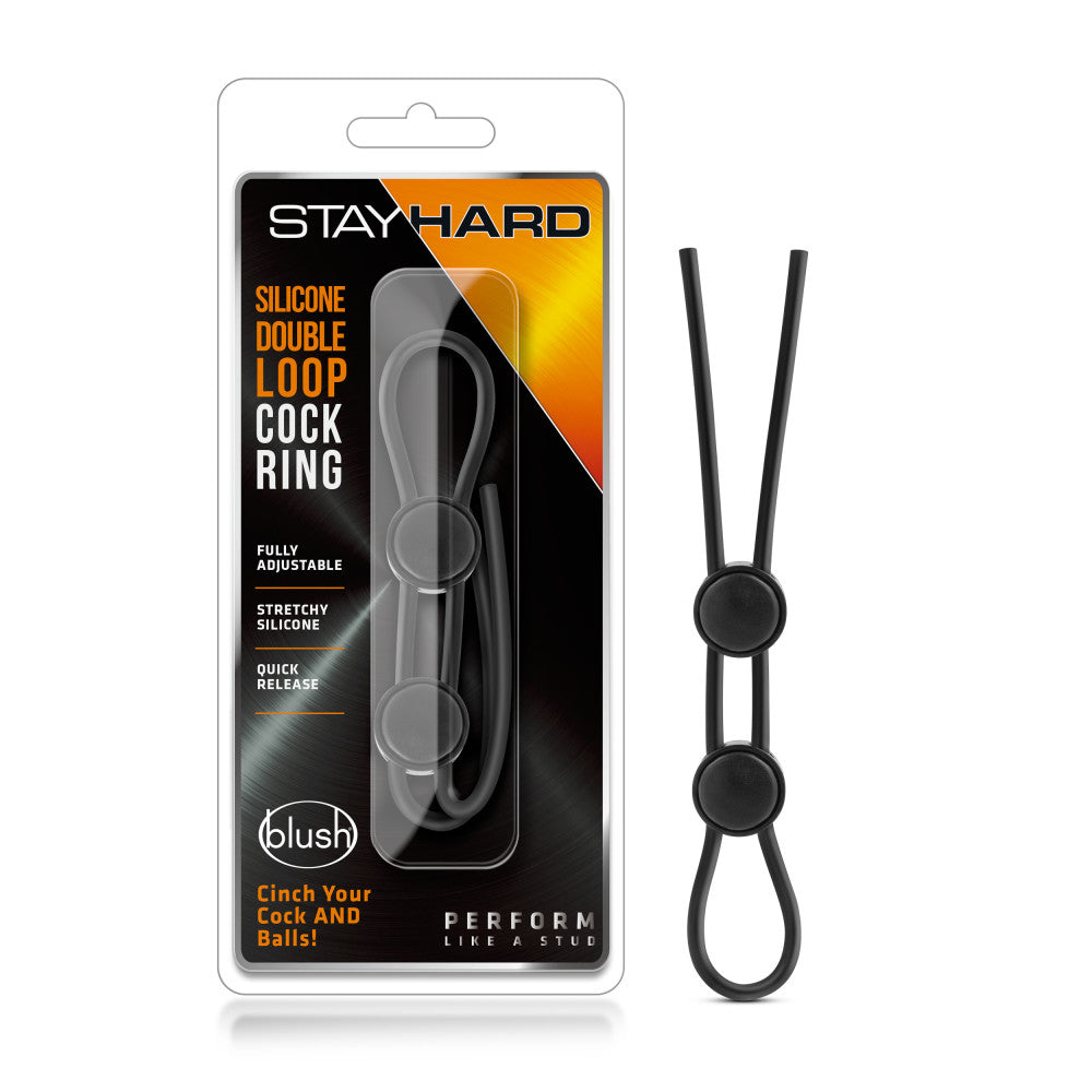 Stay Hard By Blush® | Black Silicone Double Loop Penis Ring、mySite、bottomscart