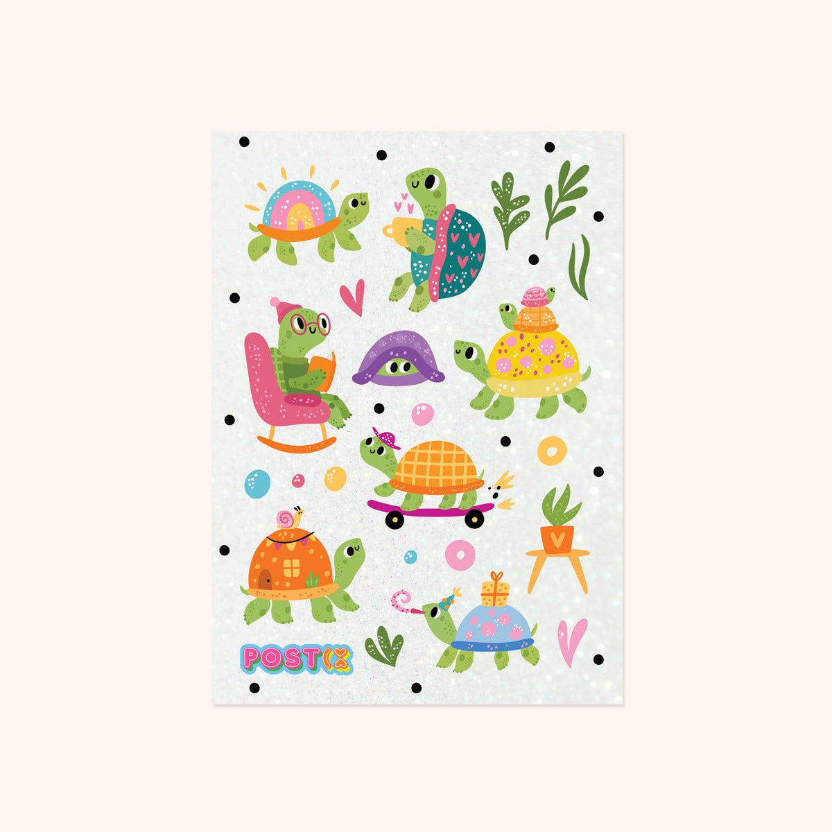  Turtle Time Glitter Sticker Sheet、mySite、ghnorth