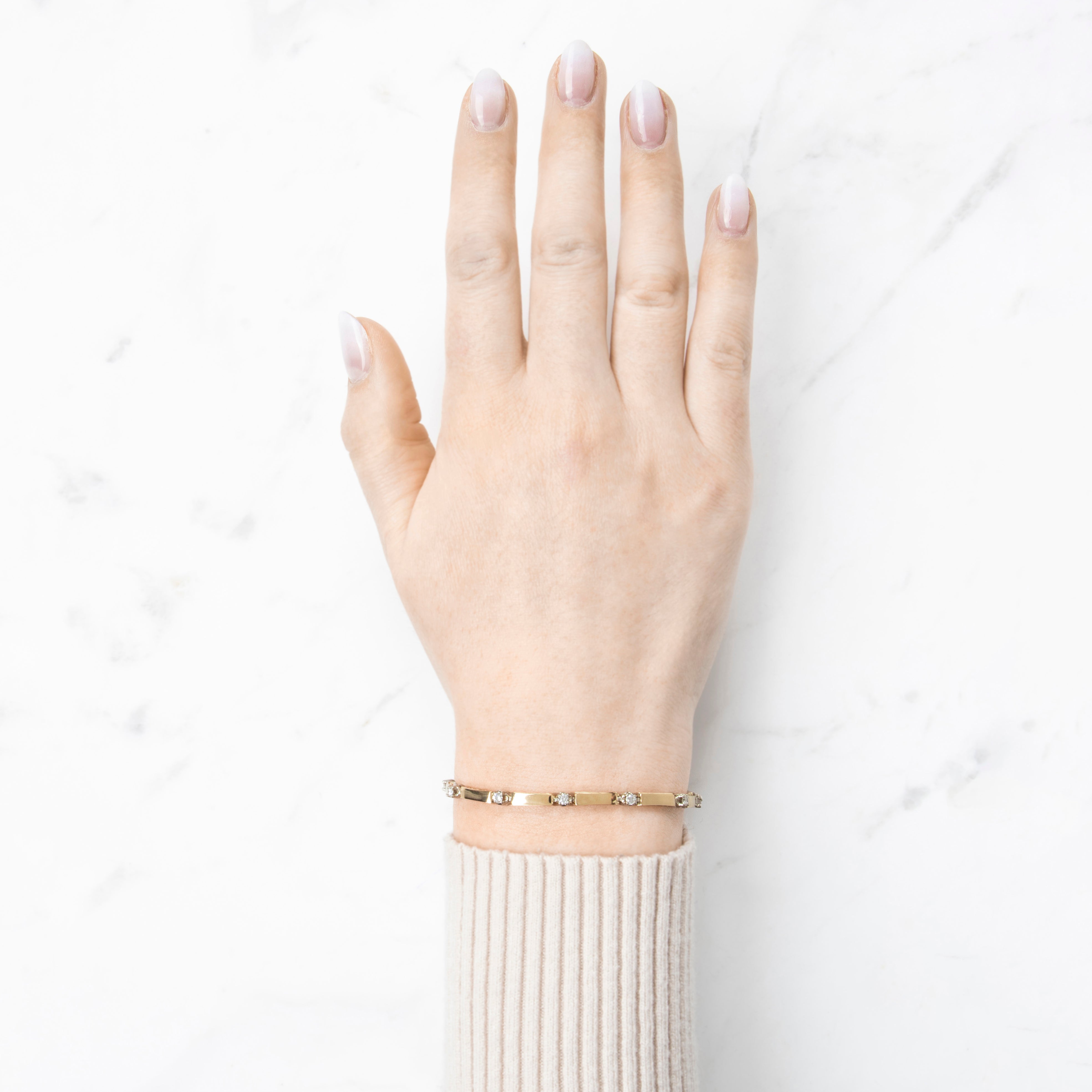 Vintage 14k Yellow Gold .528cttw Diamond Gleaming Line Bracelet 6.75、mySite、hinf8tx79