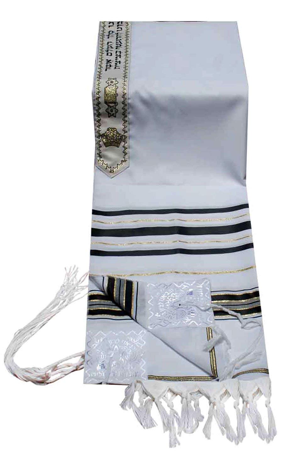  Talitnia Acrylic Tallit (Imitation Wool) Prayer Shawl Black and Gold Stripes in Size 47 Long and 68 Wide、mySite、elrpsem3k