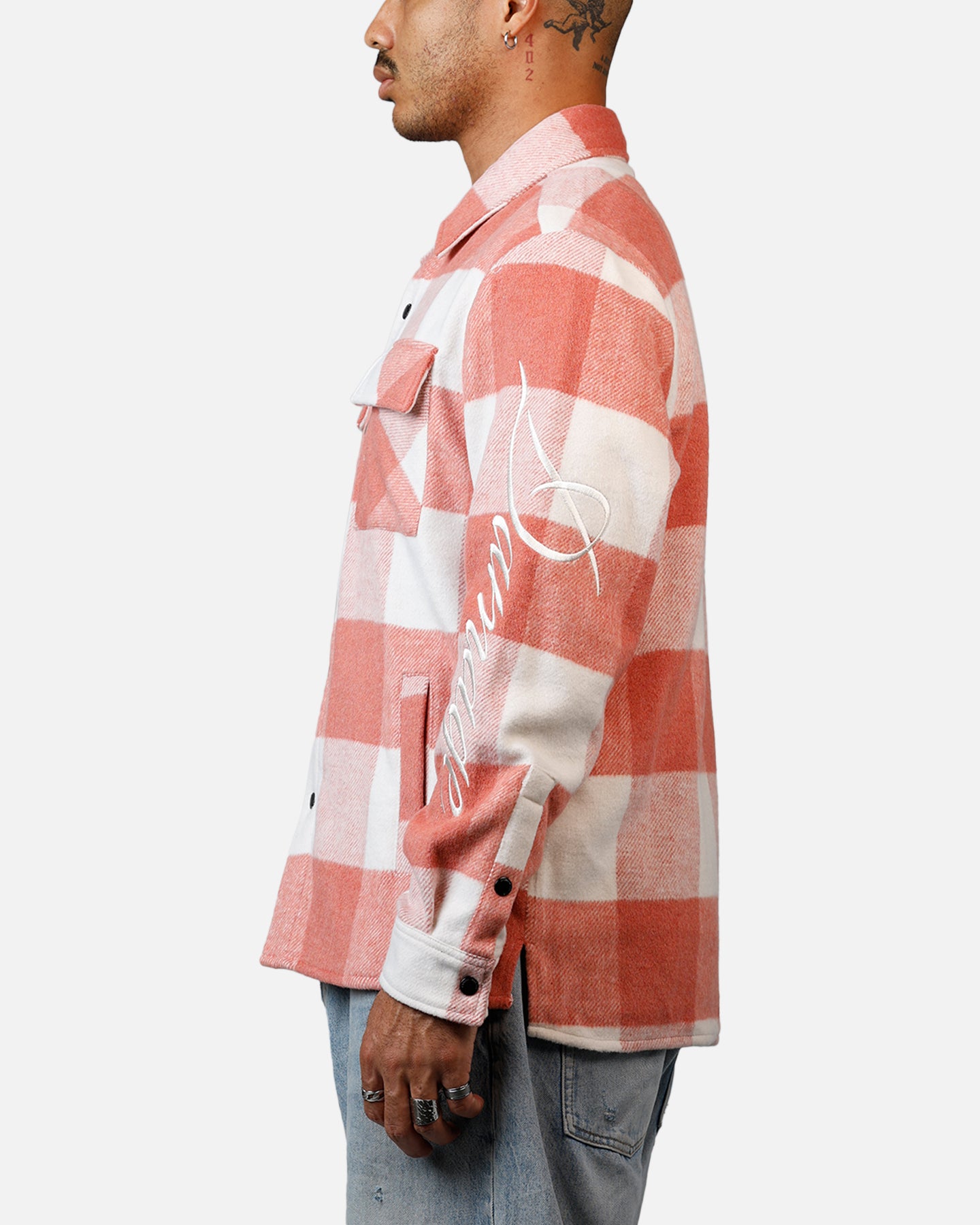 Criminal Damage Embroidered Flannel Shirt Pink、mySite、zt4zffjzw