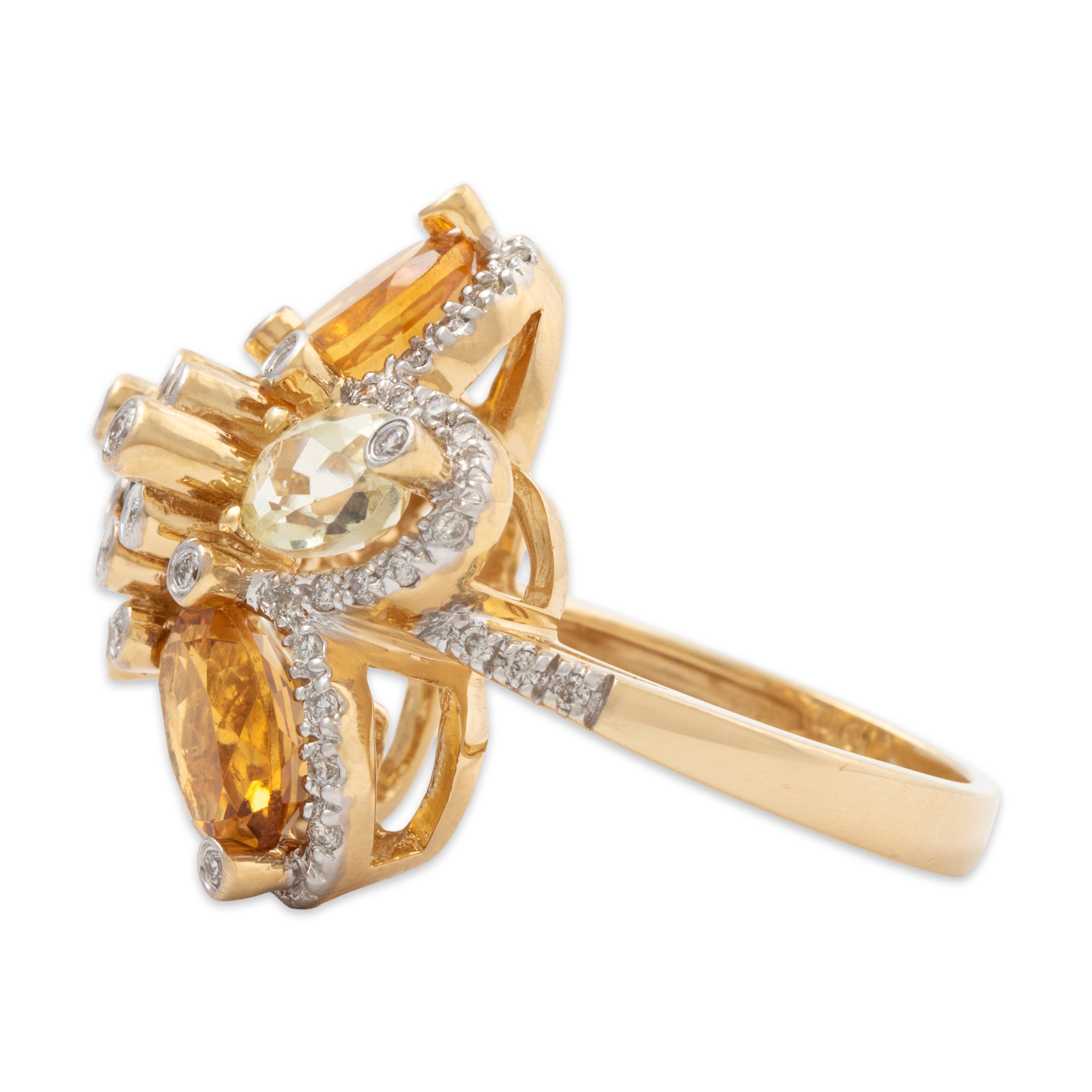 Vintage Large 14k Yellow Gold 2.85cttw Citrine 1.94cttw Prasiolite Opulent Ring、mySite、hinf8tx79