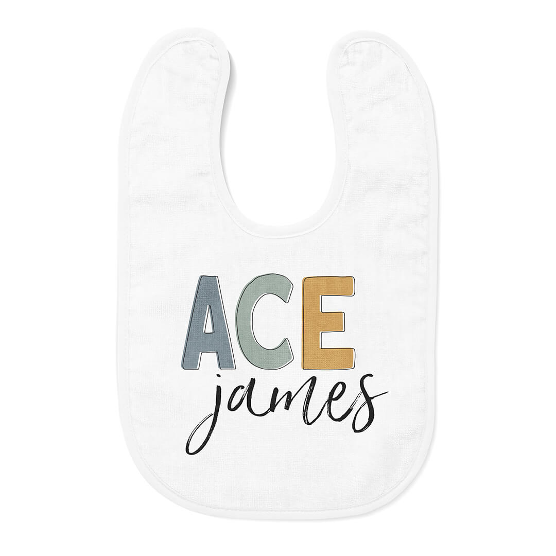  Personalized Color Block Baby Name Bib | Earthy Neutral、mySite、layawaytickets