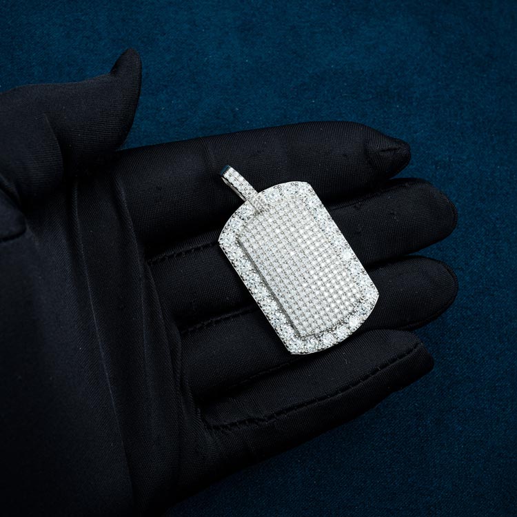 Moissanite Halo Dog Tag Pendant 14K Gold、mySite、hinf8tx79