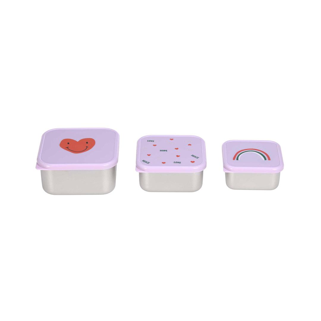  Lassig Stainless Steel Snackbox - Happy Rascals - 3 Pack - Lavender - Heart、mySite、merchandisen