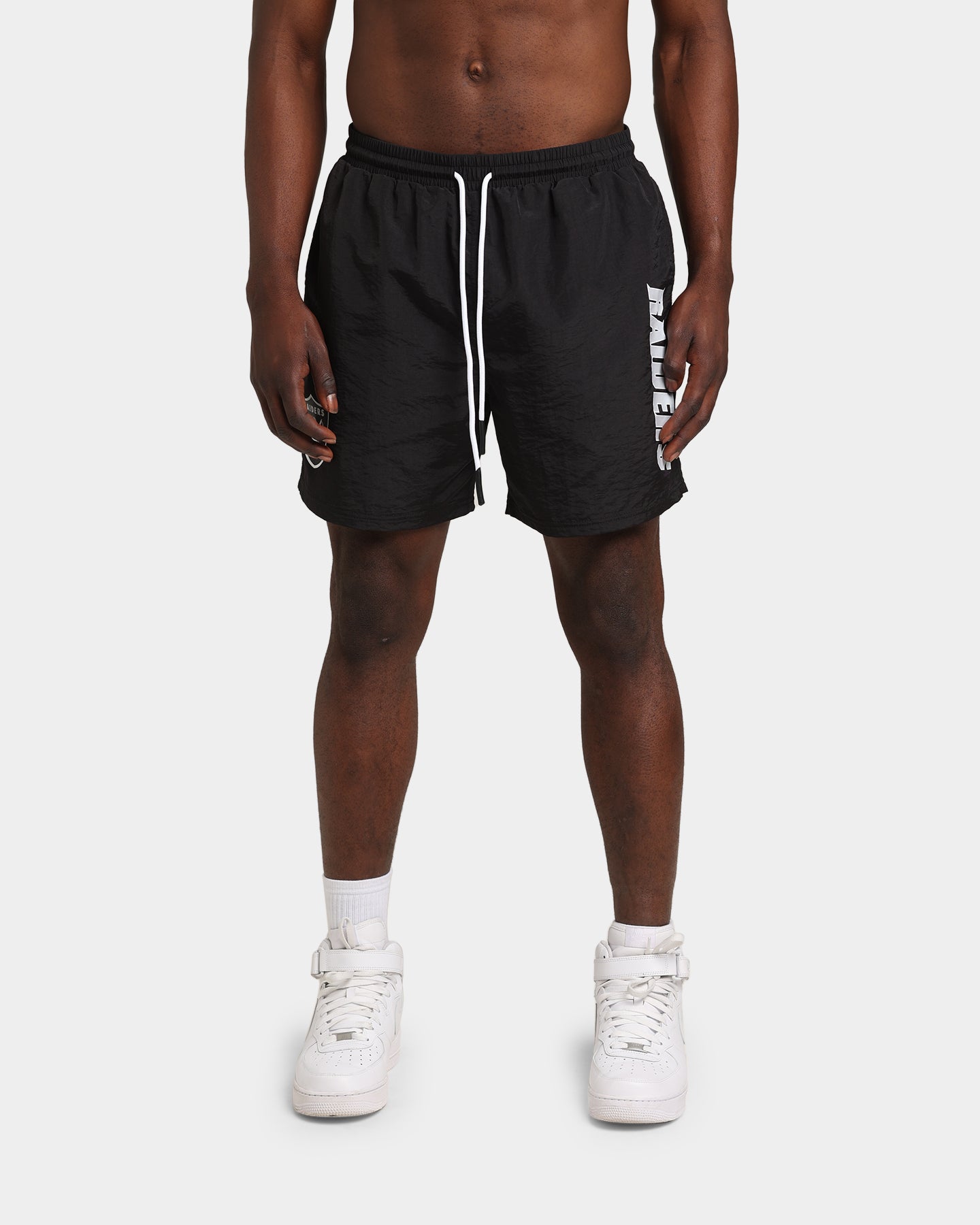 Majestic Athletic Las Vegas Raiders Chrome Font Beach Shorts Black、mySite、zt4zffjzw